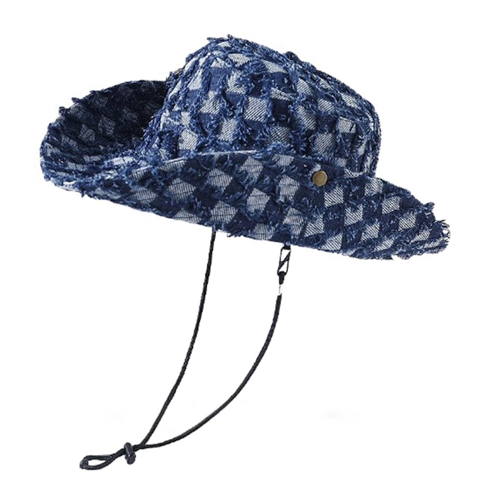 3473 Wide Brim Bucket Sun Hat Packable Cotton Denim Cowboy Sun Hat Summer